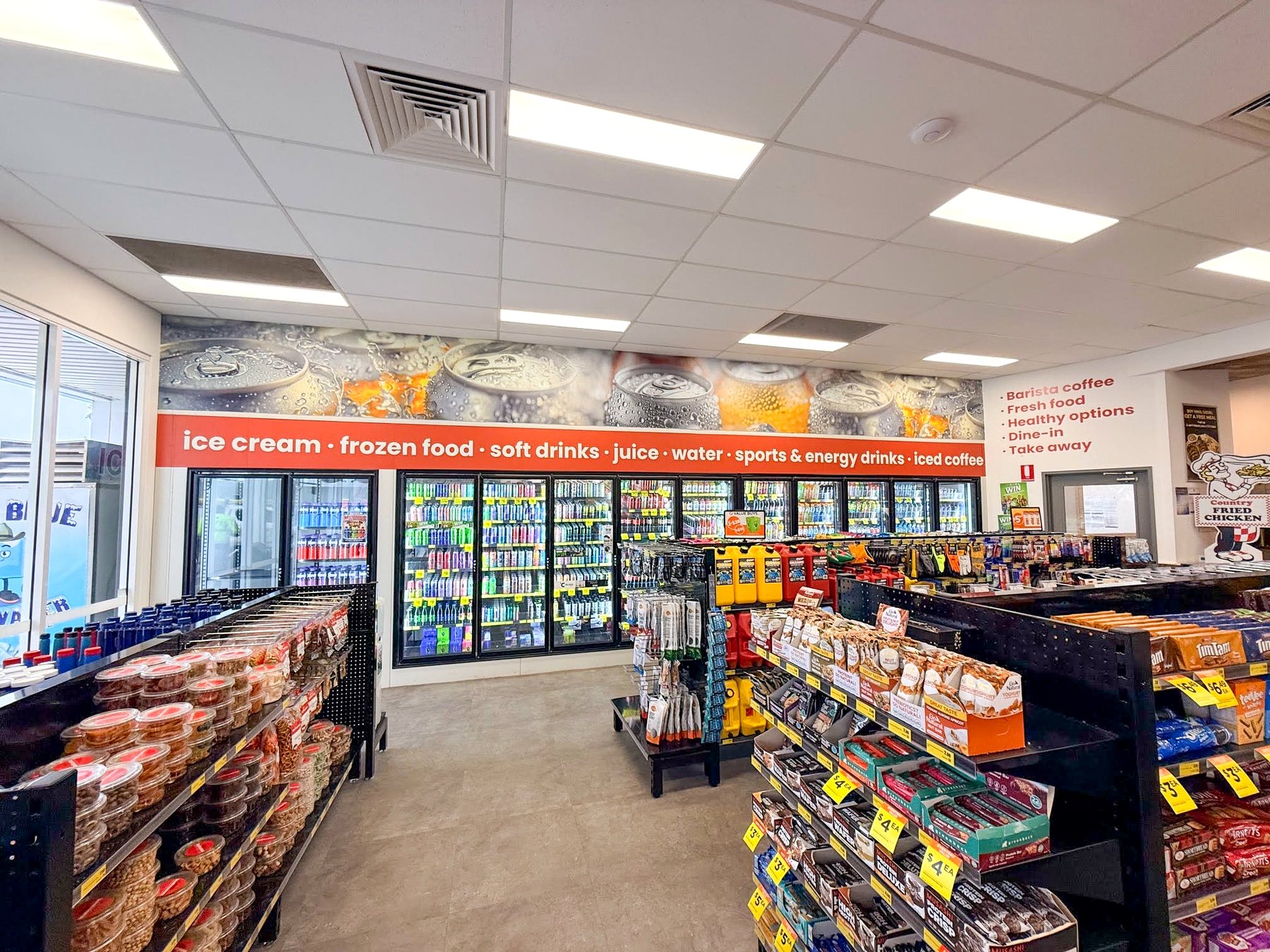 Convenience store shelves at Tomingley Roadhouse