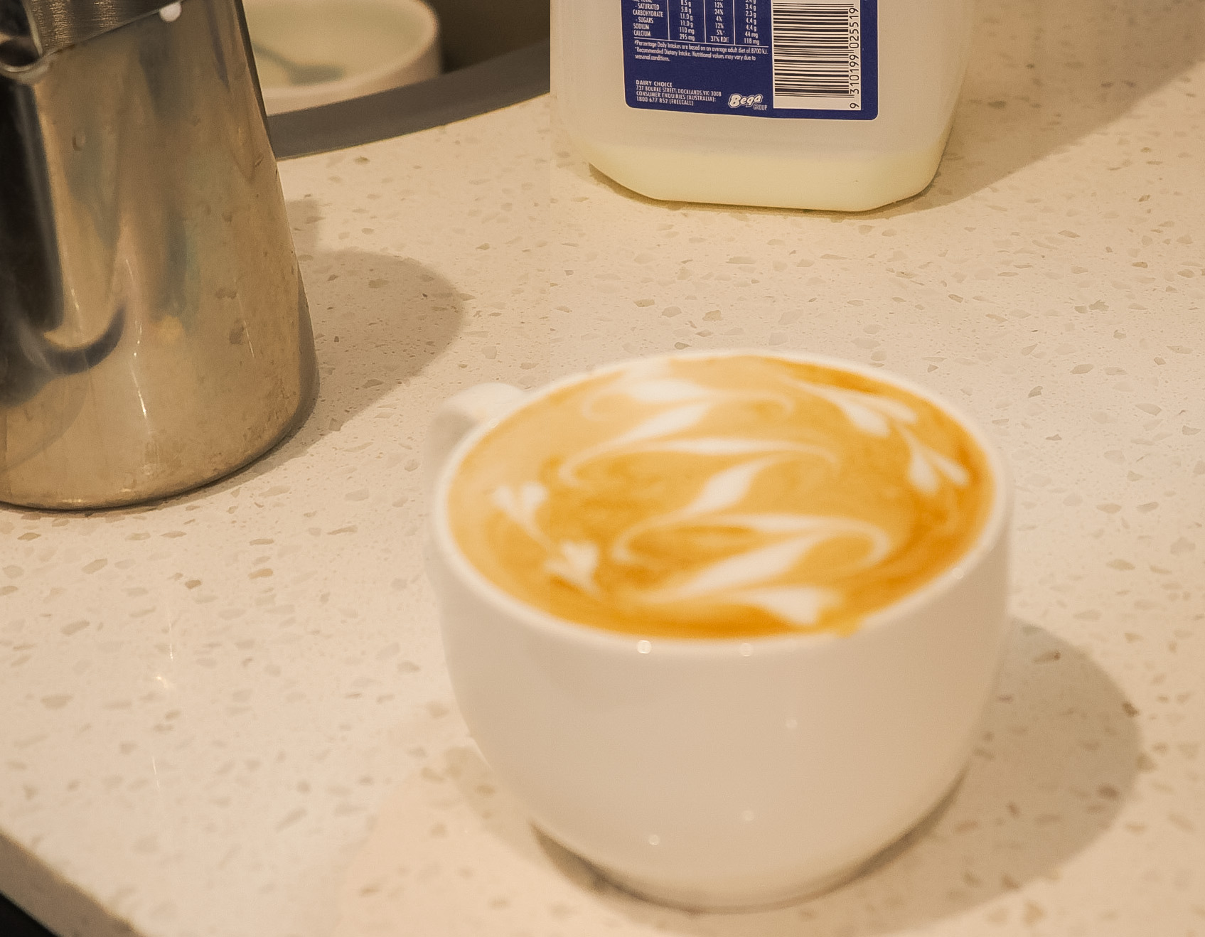 Fresh coffee with latte art